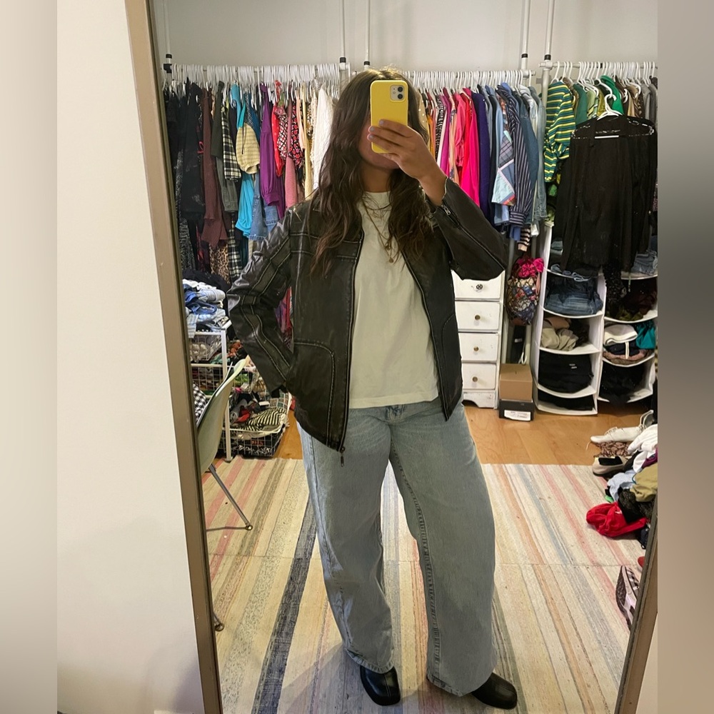 Distressed Vegan Leather Jacket